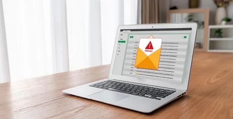 Cyber attack malware alert show computer screen display threat detected snugly Stock Photos