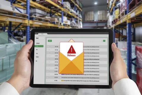 Cyber attack malware alert show computer screen display threat detected snugly Stock Photos