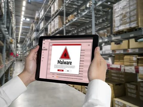 Cyber attack malware alert show computer screen display threat detected snugly Stock Photos