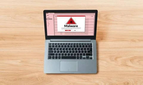 Cyber attack malware alert show computer screen display threat detected snugly Stock Photos