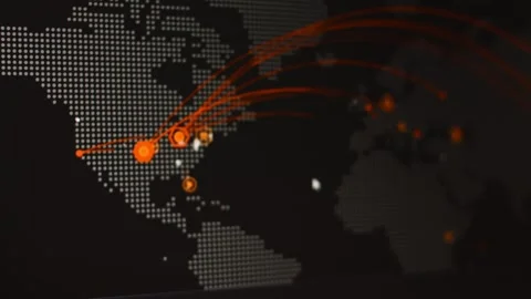 Cyber attack map. Professional team of cyber security specialists writing 스톡 동영상 249658531