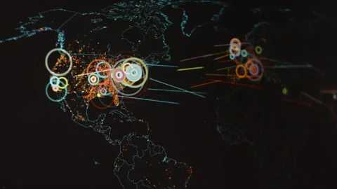 Cyber attack map. Professional team of cyber security specialists writing 스톡 동영상 249660239