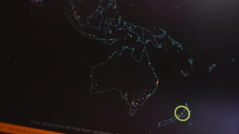 Cyber attack map. Professional team of cyber security specialists writing Stock Footage 249660612