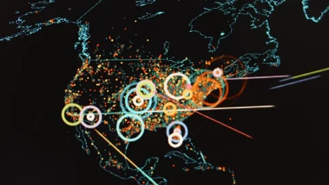 Cyber attack map. Professional team of cyber security specialists writing Stock Footage 249661058
