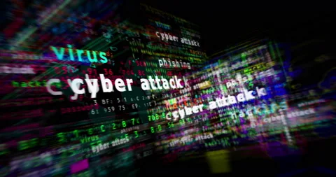Cyber attack media and abstract screen seamless looped Stock Footage 202873595
