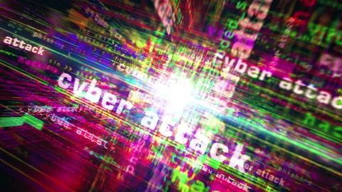Cyber attack media and abstract screen seamless looped Stock Footage 203906584