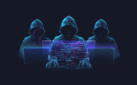 A cyber attack or Cybersecurity concept. Abstract digital hacker teams Stock Illustration