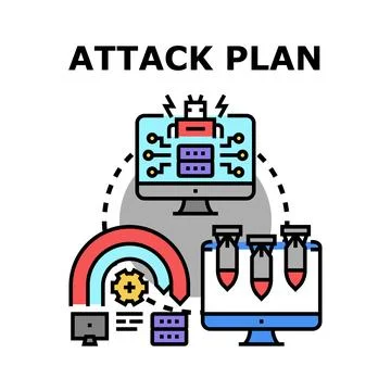 Cyber attack plan programming a system breach Stock Illustration