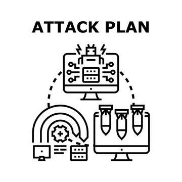 Cyber attack plan programming a system breach Illustrazione stock