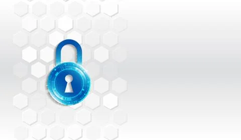 Cyber attack protection privacy concept. Futuristic padlock vector illustrati Stock Illustration