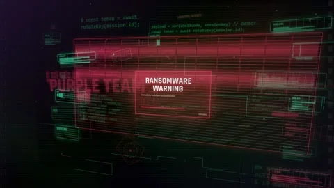 Cyber Attack Ransomware Warning HUD Futuristic Interface 스톡 동영상 335567930