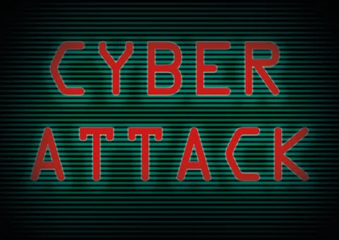 Cyber attack red on computer screen with warning against cyber crime Stock Illustration