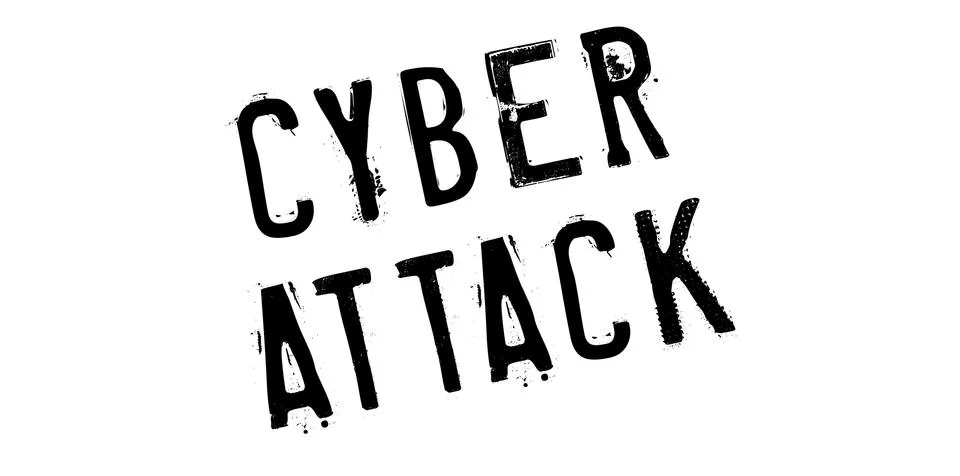 Cyber Attack rubber stamp 스톡 일러스트