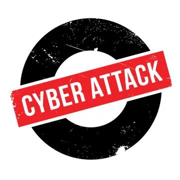 Cyber Attack rubber stamp 스톡 일러스트