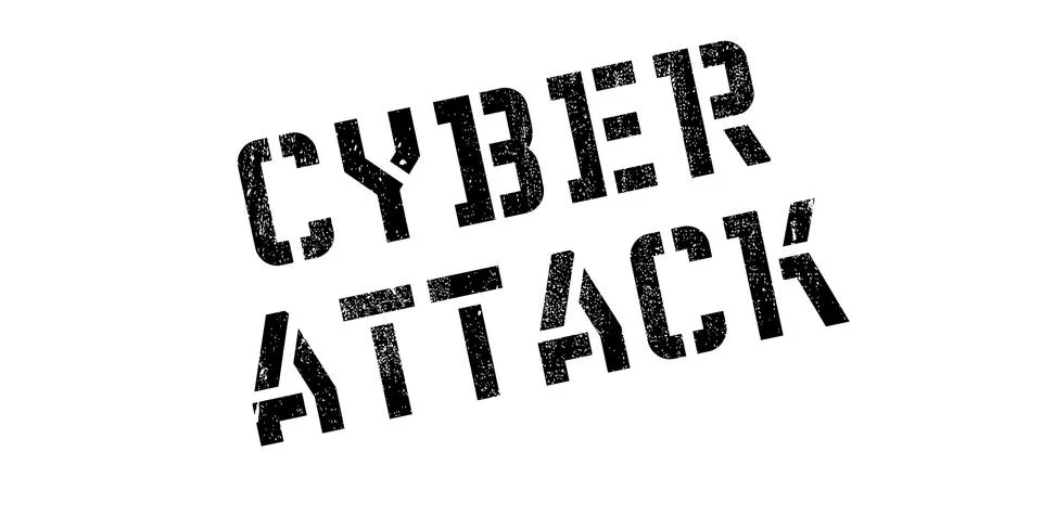 Cyber Attack rubber stamp 스톡 일러스트