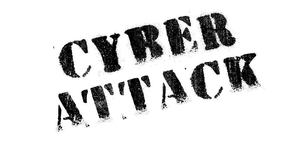 Cyber Attack rubber stamp 스톡 일러스트