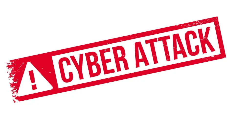 Cyber Attack rubber stamp 스톡 일러스트
