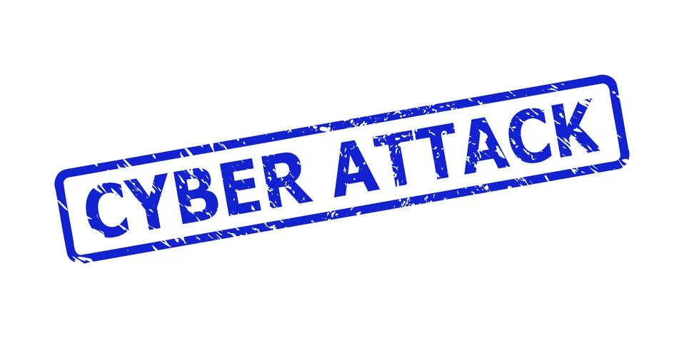 CYBER ATTACK Seal with Rubber Surface and Rounded Rectangle Frame Illustrazione stock