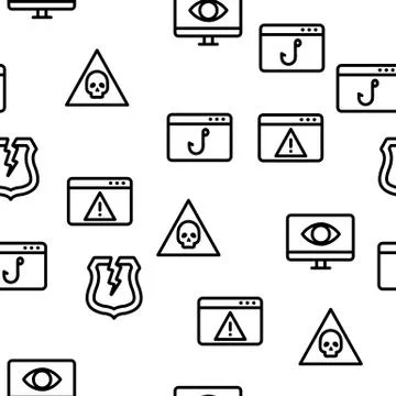 Cyber Attack Seamless Pattern Vector Stock Illustration