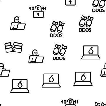 Cyber Attack Seamless Pattern Vector Illustrazione stock