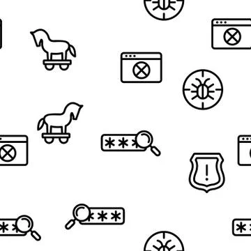 Cyber Attack Seamless Pattern Vector Illustrazione stock