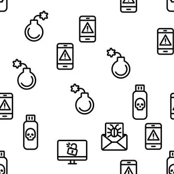 Cyber Attack Seamless Pattern Vector 스톡 일러스트