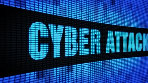 Cyber Attack Side Text Scrolling LED Wall Pannel Display Sign Board Stock Footage 106912362