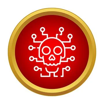 Cyber attack skull icon malware virus risk Stock Illustration