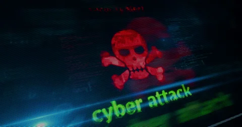 Cyber attack with skull symbol Stock Footage 255876492