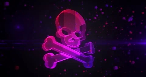 Cyber attack with skull symbol loop digital concept Stock Footage 266681929