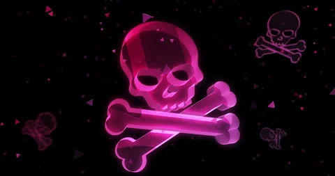 Cyber attack with skull symbol loop digital concept Stock Footage 266682259