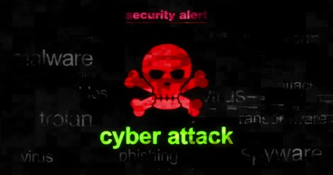Cyber attack with skull symbol seamless loop Stock Footage 255522831