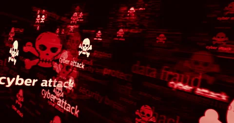 Cyber attack with skull symbol seamless loop Stock Footage 255799867