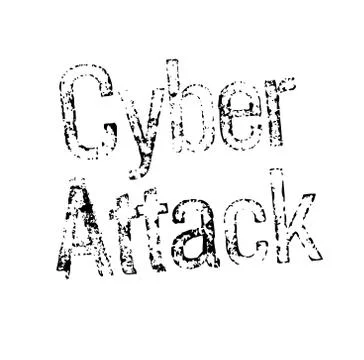 CYBER ATTACK stamp on white Illustrazione stock