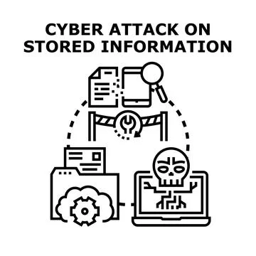 Cyber attack on stored digital information concept Stock Illustration