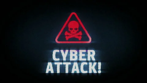 Cyber attack symbol on analog screen VHS... | Stock Video | Pond5