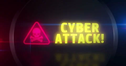 Cyber attack symbol light flashing on board control display Stock Footage 225463869
