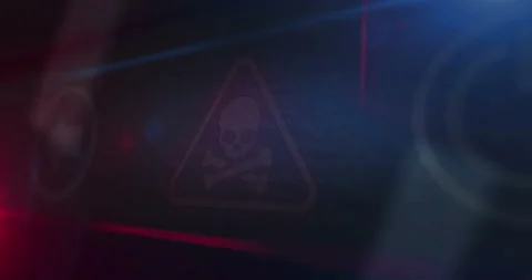 Cyber attack symbol light flashing on board control display Stock Footage 225464142