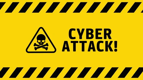 Cyber attack symbol on yellow background screen Stock Footage 241504324