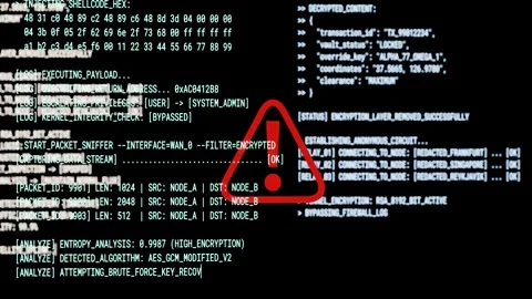 Cyber attack system warning code Stock Footage 331898977