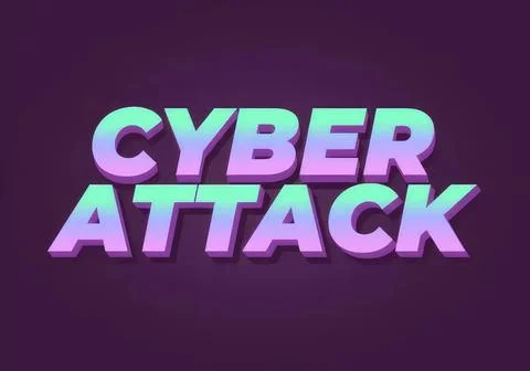 Cyber attack text with bold 3d style on dark background Stock Illustration