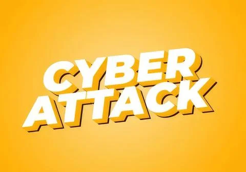 Cyber attack text with bold letters on yellow background Stock Illustration