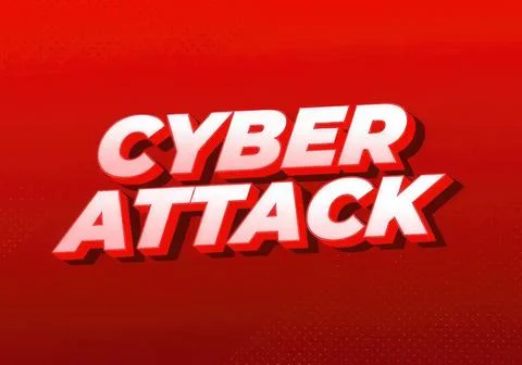 Cyber attack text in bold red and white style on red background Stock Illustration