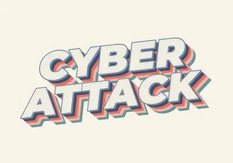 Cyber attack text with colorful 3d effect on light background Stock Illustration