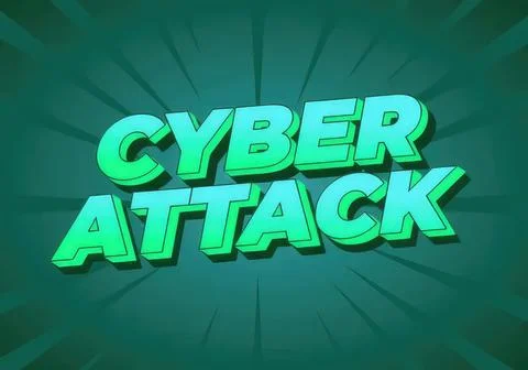Cyber attack text with digital background and green colors Stock Illustration