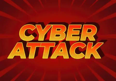 Cyber attack text with digital background and warning theme Stock Illustration