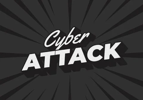 Cyber attack. Text effect in 3D and bold fonts for digital ads Stock Illustration