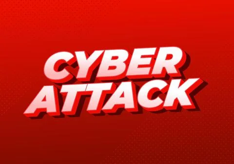 Cyber attack. Text effect in 3D and bold fonts for digital ads Stock Illustration