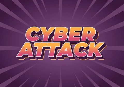 Cyber attack. Text effect in 3D and bold fonts for digital ads イラスト素材