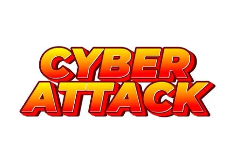 Cyber attack. Text effect in 3D and bold fonts for digital ads イラスト素材